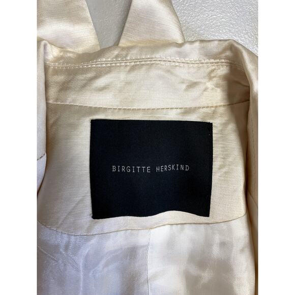 BIRGITTE HERSKIND Single Breasted Satin One Button Blazer Jacket Beige Size S - Picture 8 of 10